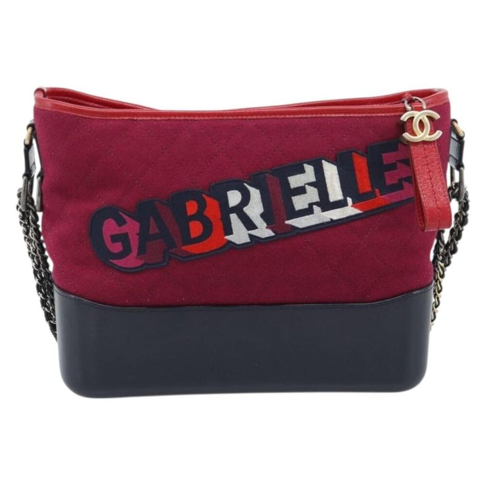 Chanel Gabrielle Logo Hobo Tweed And Calfskin Red Canvas Shoulder Bag Bag